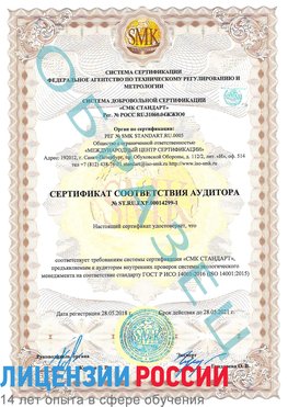Образец сертификата соответствия аудитора №ST.RU.EXP.00014299-1 Краснокамск Сертификат ISO 14001